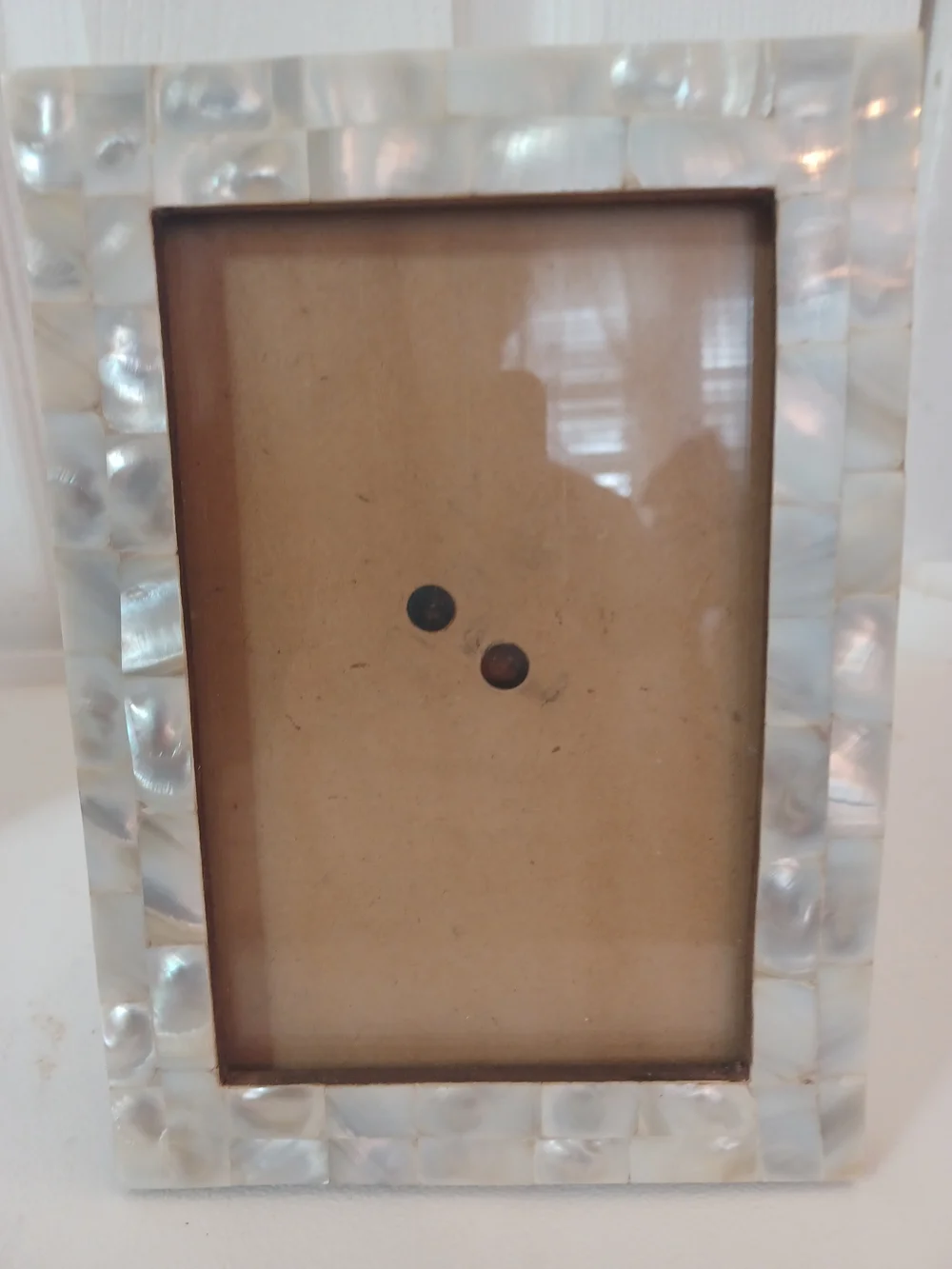 Vintage Mother of Pearl Mosaic Picture Frames Set of 2 Iridescent Shell Boho